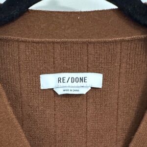 Re/Done Brown and Yellow Houndstooth Cardigan